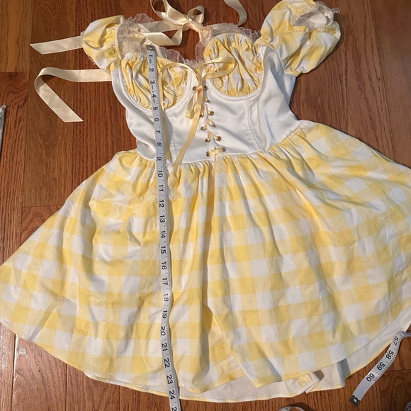 Yellow and Red Gnome Mini Dress Costume with Hat and Mushroom Bag - Picture 6 of 8